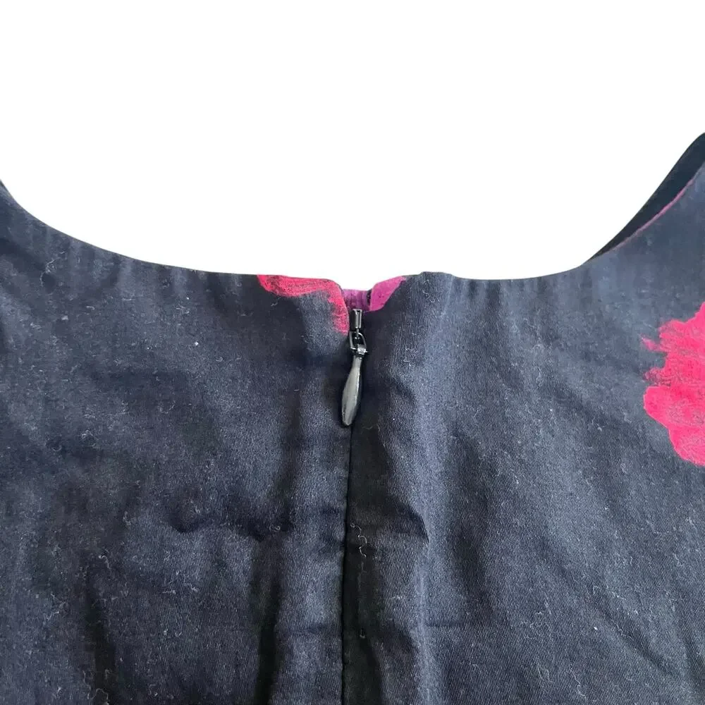 Gap Kids Girls Sleeveless Crew-Neck Cotton Dress Black Pink Floral 6-7